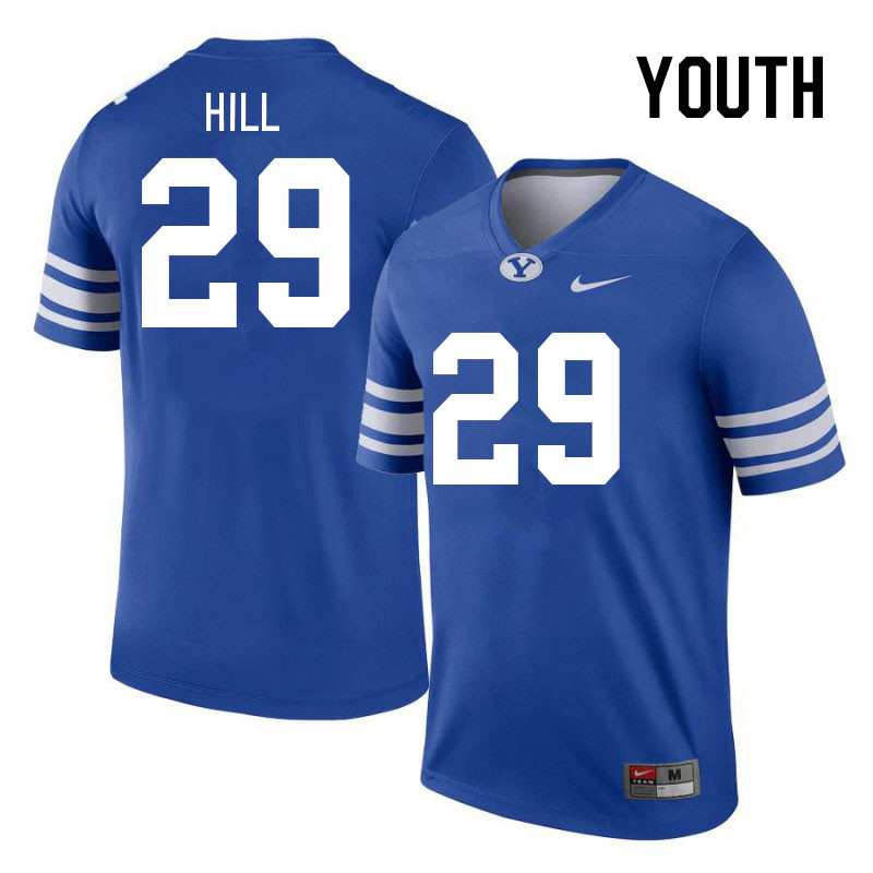 Youth #29 Jake Hill BYU Cougars College Football Jerseys Stitched Sale-Royal